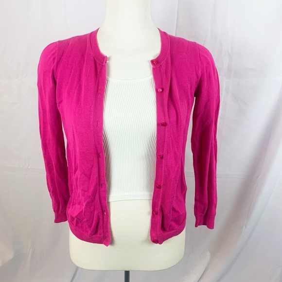 💖 J.Crew Casey Cardigan – Hot Pink Cotton Knit | Size 16 (Fits Women’s S/XS) 💖 - Picture 5 of 10